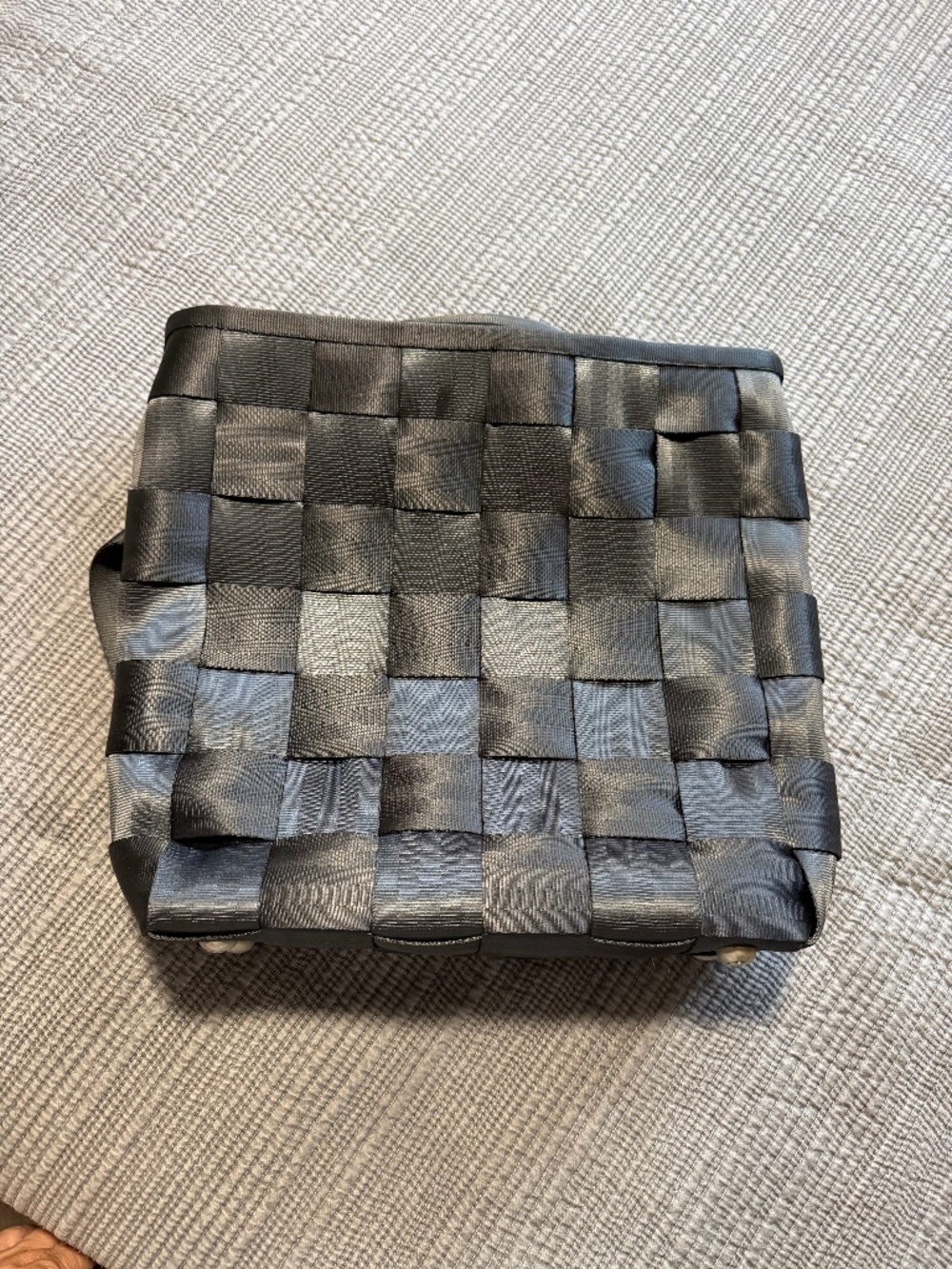 Vintage 2000s Harveys Seatbelt Bag Black Woven Backpack
